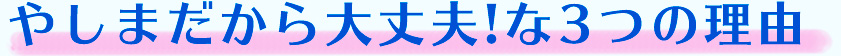 やしまだから大丈夫！な3つの理由